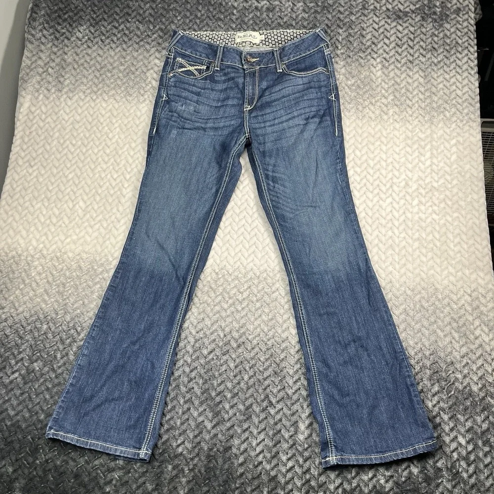 Ariat R.E.A.L. Jeans Women 32R Blue Denim Mid Rise Entwined Boot Cut 32x32